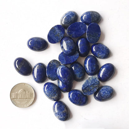 Bacatgem 7 Pcs Lapis Lazuli Oval Cabochons Flatback Crystal Stone Gemstones Beads for Jewelry Making DIY,18x13mm