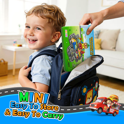 IGIVI Mini Magnetic Tiles Road Travel Essentials Set — Portable STEM Sensory Magnetic Building Blocks for Toddlers & Preschool, Compact Travel Toys for 3+ Boys & Girls, Easter Birthday Gift