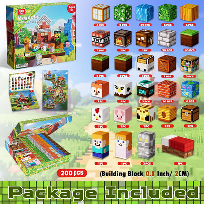 Annexfun 200 PCS Magnetic Blocks - Magnetic Building Blocks, Stacking Magnets for Kids, Sensory Toy for STEM Montessori Sensory Toys for Kids 3+ Boys and Girls Christmas Birthday Gifts