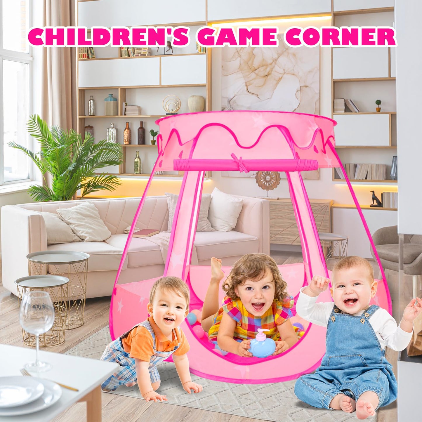 Pop Up Princess Tent with 50 Balls,Ball Pit with for Kid Girl Birthday Gift,Princess Toys for Toddlers with Carrying Bag,Play Tent for Kids Indoor|Outdoor