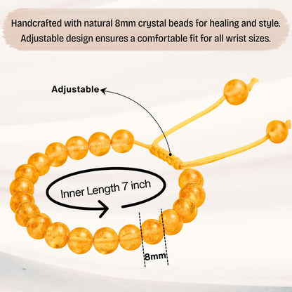 Amazing Gemstone Amber Quartz Bracelet for Women Men's Gifts - Protection Healing Crystal Bracelet - 8mm Gemstone Beaded Adjustable Bracelet Pulseras Para Hombres Mujer Stocking Stuffers