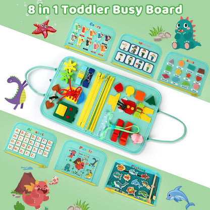 Toddler Busy Board for 1 Year Old, Montessori Toy Sensory Busy Book for Toddler 1-3 Fishing Game Fine Motor Skill, Learning Car Ride Airplane Activities Travel Essential 2-4 Birthday Gift for Boy Girl