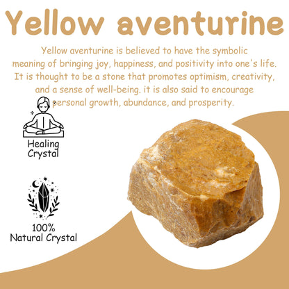 QINJIEJIE Yellow Aventurine 2PCS Raw Crystals 1.8-2.2'' Natural Crystals Healing Stones Bulk Large Stones for Tumbling Cabbing Polishing Handmade DIY Decoration Gifts