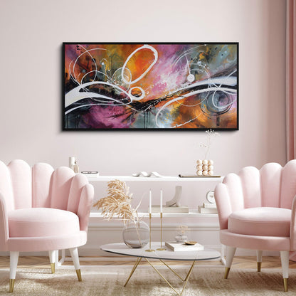 yiijeah Purple Wall Decor Bedroom Canvas Abstract Bathroom Art Picture Items for Women Framed Artwork Print 48x24 Inches