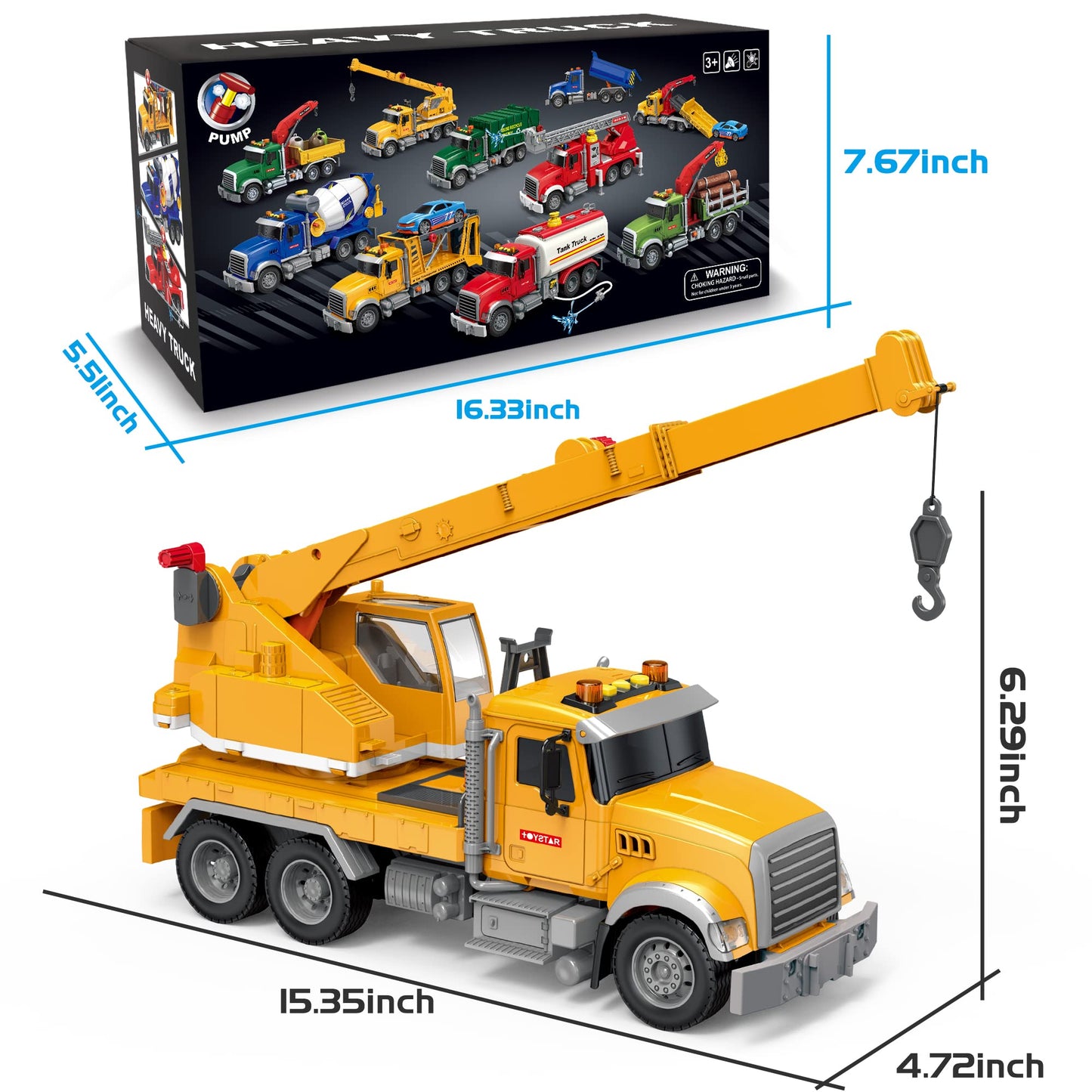 Dwi Dowellin Toys for 3 Years Old Boys Girls Kids,Construction Toy Crane Truck with Lights and Sounds