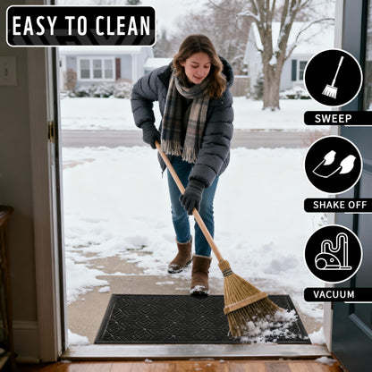 Yimobra Doormat Outdoor Entrance 29.5x17, All-Weather Waterproof Outdoor Mats for Front Door, Non Slip Welcome Door Mat for Patio Proch Outside Entryway Indoor, Black