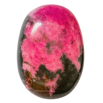 Amazing Gemstone Rhodonite Palm Stone - Hot Massage Worry Stone for Natural Body Chakra Balancing, Reiki Healing and Crystal Grid