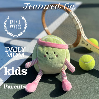 MON AMI Tina Tennis Ball 9-Inch Sports Plush Toy for Boys & Girls | Soft Tennis Stuffed Toy | Playroom Sports Décor | Gift for Kids & Toddlers