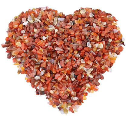mookaitedecor 1/2 lb Carnelian Tumbled Stone Chips Crushed Quartz Crystals and Healing Stones with Chakra Bag