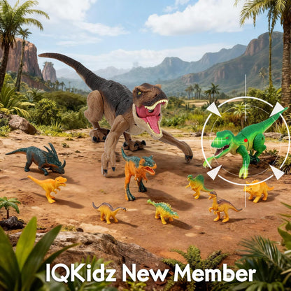 IQKidz RC Dinosaur Toy for Kids 3-5, Realistic Walking Tyrannosaurus Dino Robot for Boy and Girl, Small Electronic Pets as Gift for Toddlers Age 4 6 7 8 9 10-12 Year Old