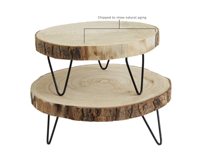 Creative Co-Op Large Paulownia Wood Pedestal with Metal Legs