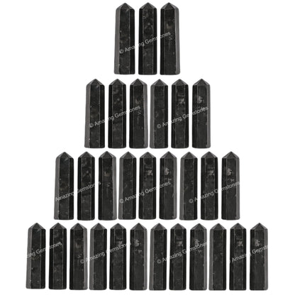 Amazing Gemstone Nuummite Crystal Points Bulk Healing Crystals & Stones - Pack of 3 Single Terminated Healing W& Point Bulk Crystals for Crafts, Crystal Grid, DIY Work - Premium Crystals