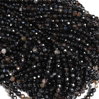 Song Xi 120pcs 3mm Natural Obsidian Gemstone Beads Faceted Round Loose Stone Beads for Jewelry Making