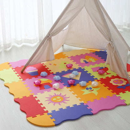 Foam Play Mat for Kids，25Pcs Square Interlocking Puzzle Floor Mat，Baby Play Mat Floor Mat Foam Puzzle Playmat for Toddlers with Fence