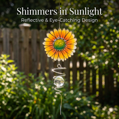 18" Wind Spinner Outdoor Hanging Metal Figurine Spinner for Garden Décor Ornaments,Lawn Yard Patio,Sunflower
