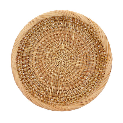Hipiwe Small Woven Wicker Basket - 7.6" Round Entryway Organizer for Keys, Wallet, Cell Phone & Snacks