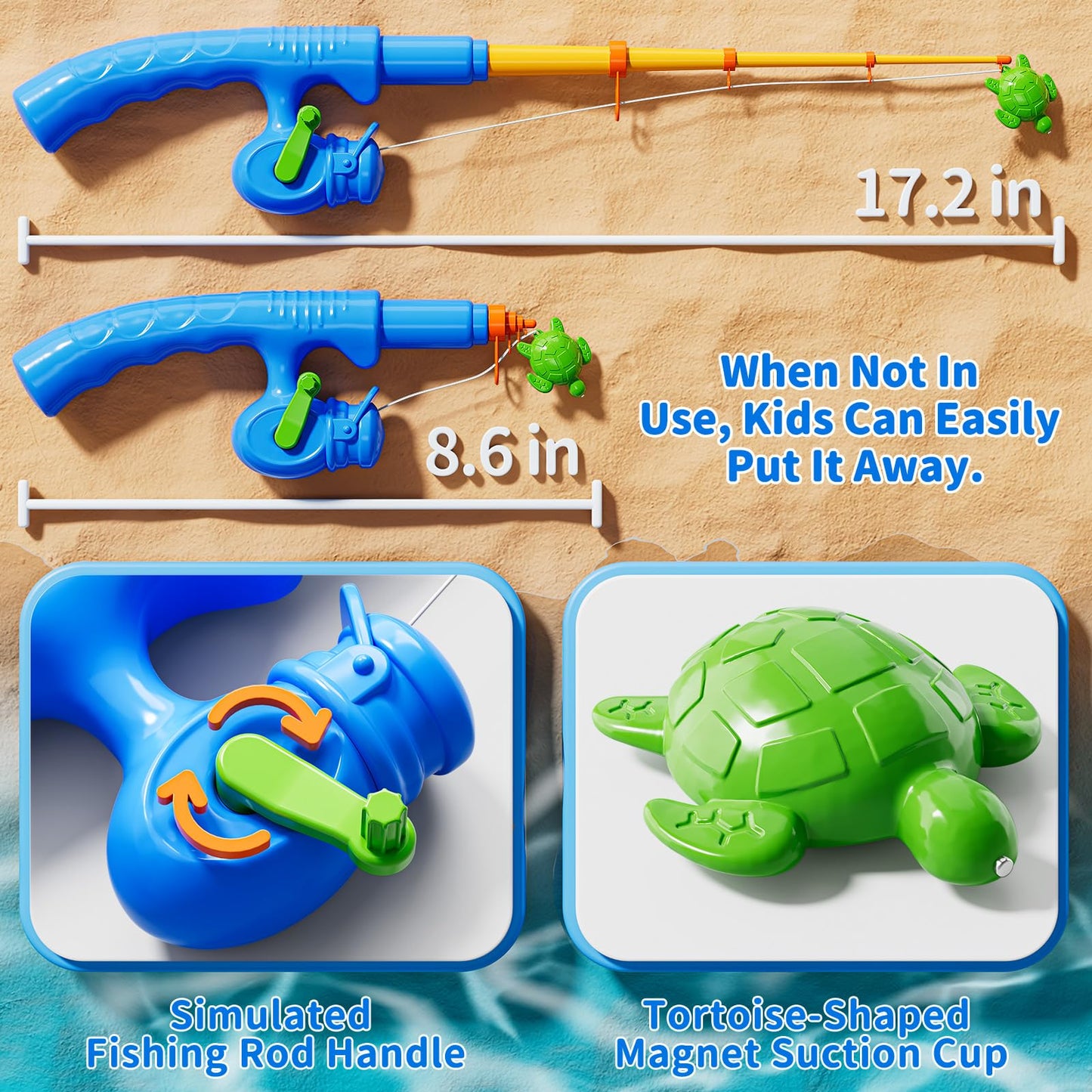 JUKUDAHU Magnet Fishing Toys Game for Kids 3-5 - Floating Fish Toys with Inflatable Kiddie Pool, Bath for Toddlers, Pole Rod Net, Outdoor Party for Boys Girls Kids Age 3 4 5 6 7 8 Year Old