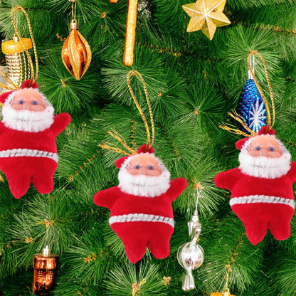 Garneck 20pcs Mini Santa Claus Ornaments Miniature Plush Christmas Tree Hanging Decorations Xmas Tree Pendants for Holiday Party Home Decor