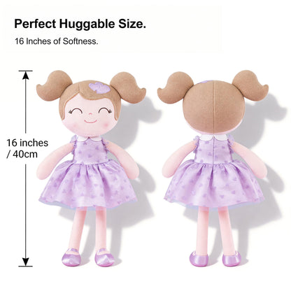 Gloveleya Baby Doll Valentines Day Gifts I Love You Gifts Soft Toy Plush Dolls Purple Flocking Heart Girl 16 Inches