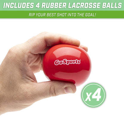 GoSports Lacrosse Floating Pool Goal Set - Includes Water Goal, 2 Sticks and 4 Soft Balls, Red