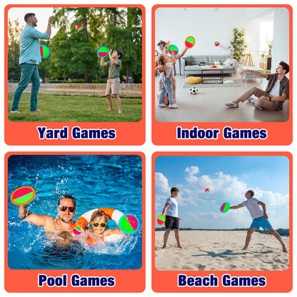 Toss and Catch Ball Game Set - Outdoor & Indoor Activity Toys for Kids - Sticky Paddle Ball Toy for Boys Girls 3 4 5 6 7 8-12 Year Old - Great Games for Beach Pool Yard - Easter Basket Stuffers Gifts