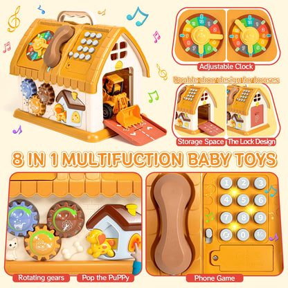 SLTBEH Baby Toys for 1 2 3 Year Old Boy and Girl Gifts Toddler Toys Age 1-2 10-in-1 Montessori with Sound Lights Music Clock Telephone and Car Educational Birthday for Boys Girls 12-18 Months