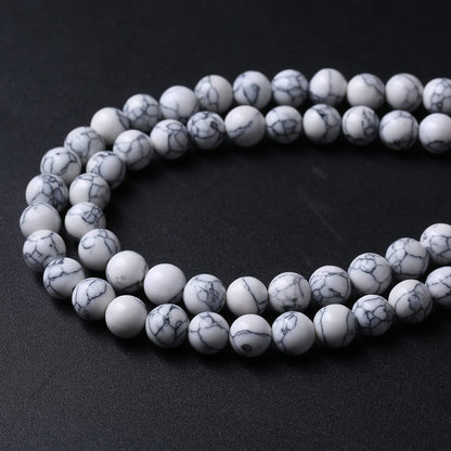 38pcs 10mm Natural Stone Beads White Turquoise Gemstone Round Loose Beads for Jewelry Making Crystal Energy Stone Healing Power DIY Bracelets (10mm, White Turquoise)