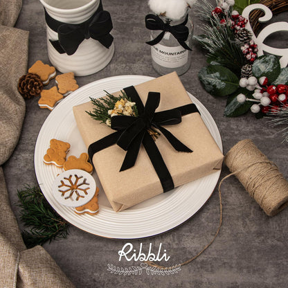 Ribbli Black Velvet Ribbon 1 Inches Continuous 25 Yard Spool Black Christmas Ribbon for Gift Wrapping Crafts Home Decor