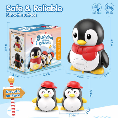 Baby Toys 6-12 Months Musical Dancing Talking Penguin Tummy Time Toys Set Mama and Babys, Light Up Crawling Repeating Words Interaction Newborn Infant Toddler Toys Birthday Easter Gifts for Kids