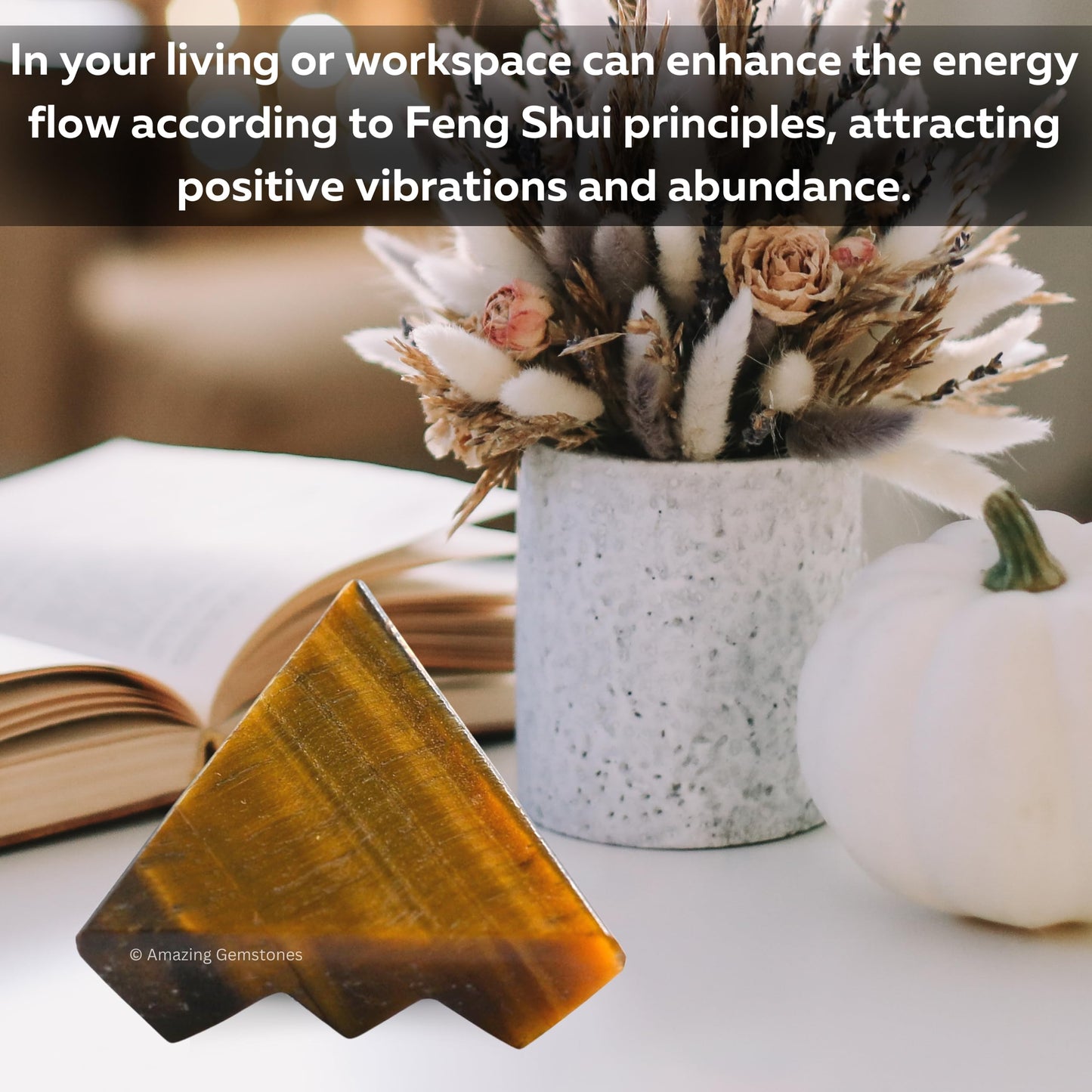 Amazing Gemstone Tiger Eye Crystal Pyramid with 9 Pyramid Plate Bottom - 1" Mini Pyramid Figurine of Natural Stone Pyramid for Meditation, Reiki, Chakra Balancing Vastu Pooja and Crystal Grids