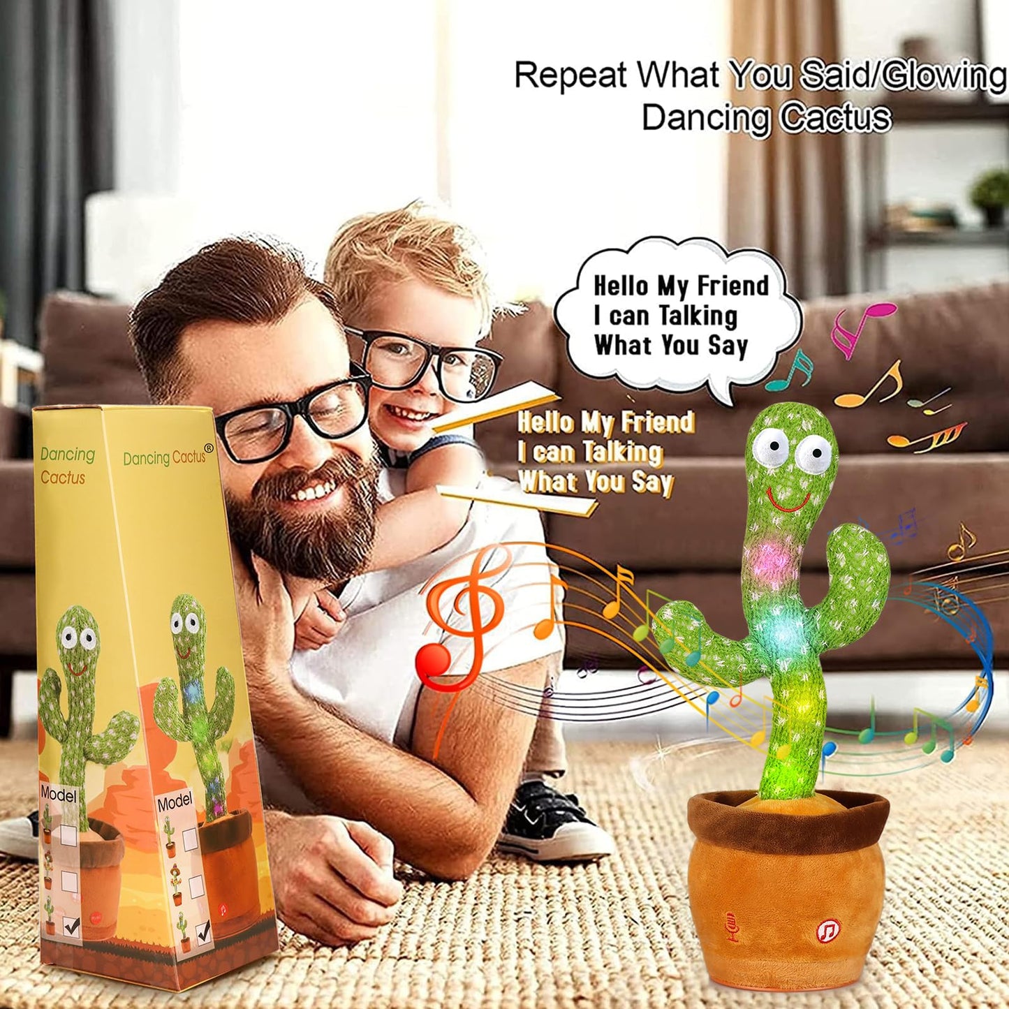 Emoin Talking Cactus Toy, Interactive Toys Dancing Cactus Toy Mimicking Repeating What You Say, Toddler Infant Baby Toys Gifts for 6 7 8 9 10 Month Old Baby Toys for 1 2 3 Year Old Boy Girl