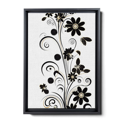 Scandinavian Folk Art, Black and Beige Abstract Botanical Wall Art for Scandinavian Home Decor