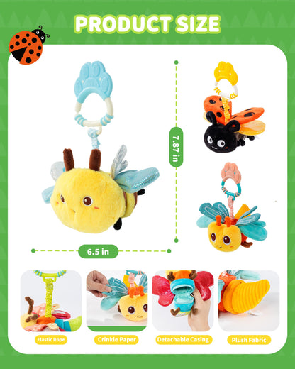 Jollybaby Musical Flying Dragonflies Toy - Car Seat, Stroller, Crib & Play Gym Hanging Toys for Baby 0-6-12-24 Months, Tummy Time Sensory Music Toy for Infant Boys and Girls Gifts