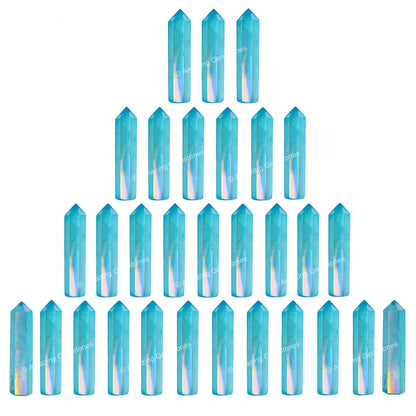 Amazing Gemstone Aqua Aura Quartz Crystal Points Bulk Healing Crystals and Stones - Pack of 3 Single Terminated Healing Wand Point Bulk Crystals for Crafts, Crystal Grid, DIY Work - Premium Crystals