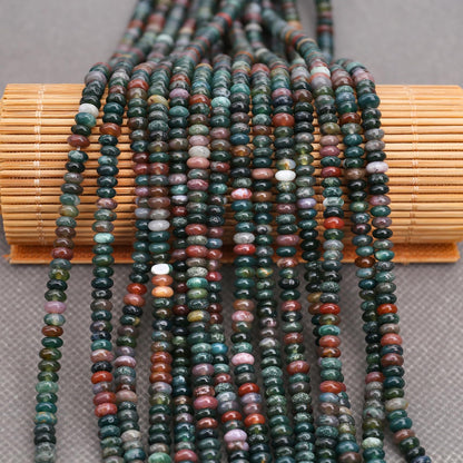 BONNY BOXX 150PCs Natural 2 * 4mm India Agate Rondelle Beads, Natural Abacus Disk Stone Beads Loose Spacer Gemstone Beads for DIY Bracelet Necklace Jewelry Making