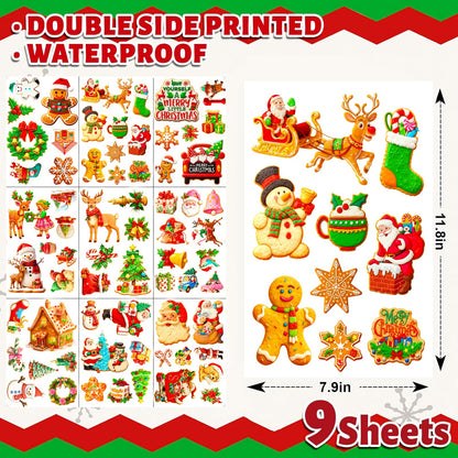 Christmas Window Clings,9 Sheets Christmas Party Window Clings Decoration, Decals for Glass Windom Indoor and Outdoor Home Decor, Santa Claus,Snowman