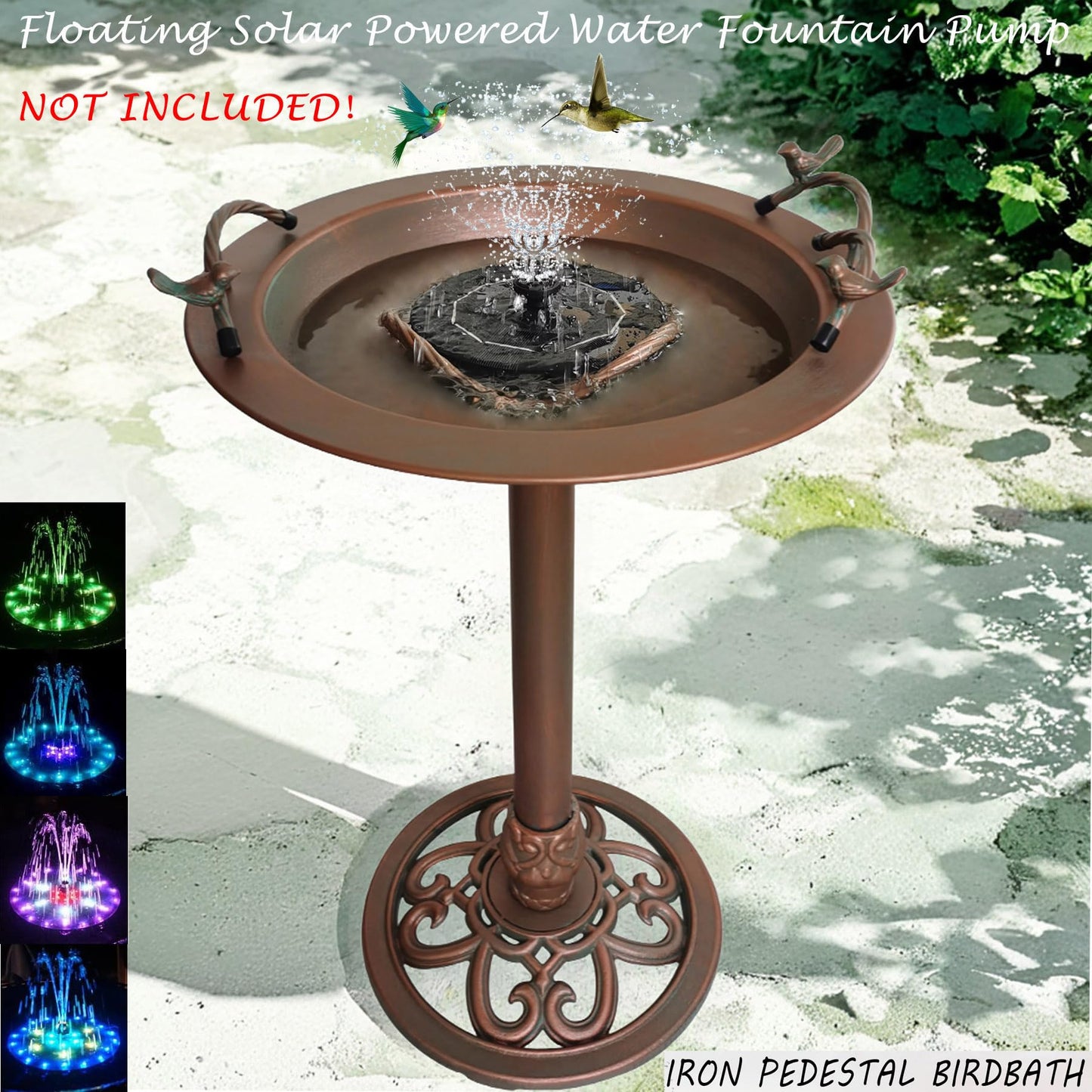 BSTGIFTS Metal Bird Bath - Iron Birdbath 28.5" H, Bird Bath for Water Fountain, Bird Feeder Bowl for Yard Patio Lawn Decor (Fountain Pump not Included)
