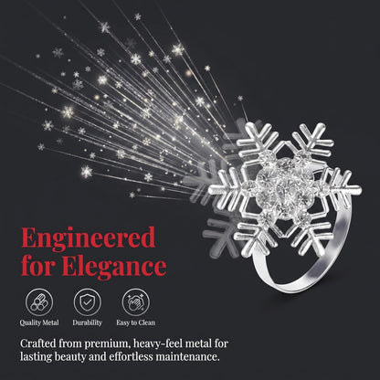 Christmas Napkin Rings Set of 8, Snowflake Metal Napkin Ring Holders, Silver Napkin Buckles for Christmas Table Decor, Holiday Party Dinner Wedding Banquet Table Settings Accessories