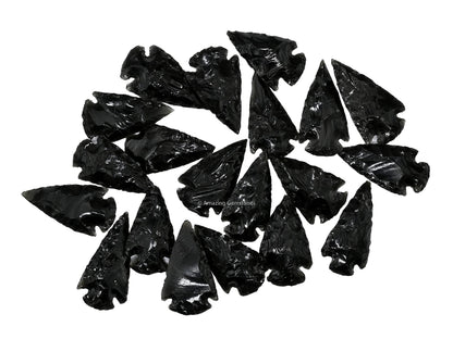 Amazing Gemstone 3 Pieces Black Obsidian Arrowhead, Crystal and Healing Stone Flint Rock Arrow Head - 2 to 3 Arrowheads for DIY Project Craft Point Jewelry Making