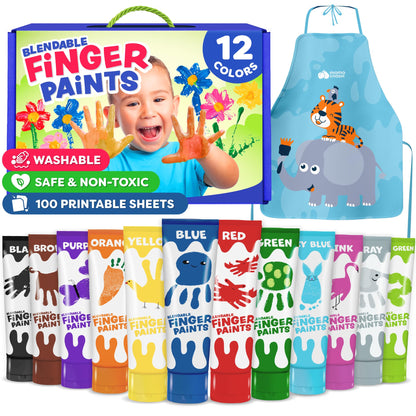Finger Paint for Toddlers 1-3+, Washable Paint for Kids - Toddler Finger Painting - Non Toxic Baby Safe Toddler Art Supplies for Hand and Feet - Preschool Learning Activities Gifts for Kids Ages 2-4