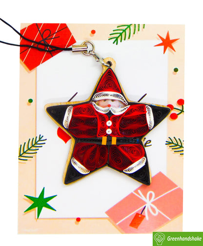 Star Shaped Santa, Home Decorations Holiday Decor, Handmade Ornament, quilled Ornament, Handbag Backpack Bag Purse Mobile Phone Car Hanging Decorations by GREENHANDSHAKE