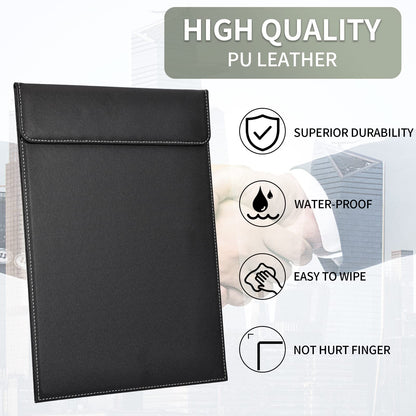Leather Clipboard, Black Clipboards A4 Letter Size Clip Board for Nurses, GORESE Clip Board for Classroom, Smooth Writing Low Magnetic Profile Clip Boards for Kids Women Office Work 9" x 12.5"