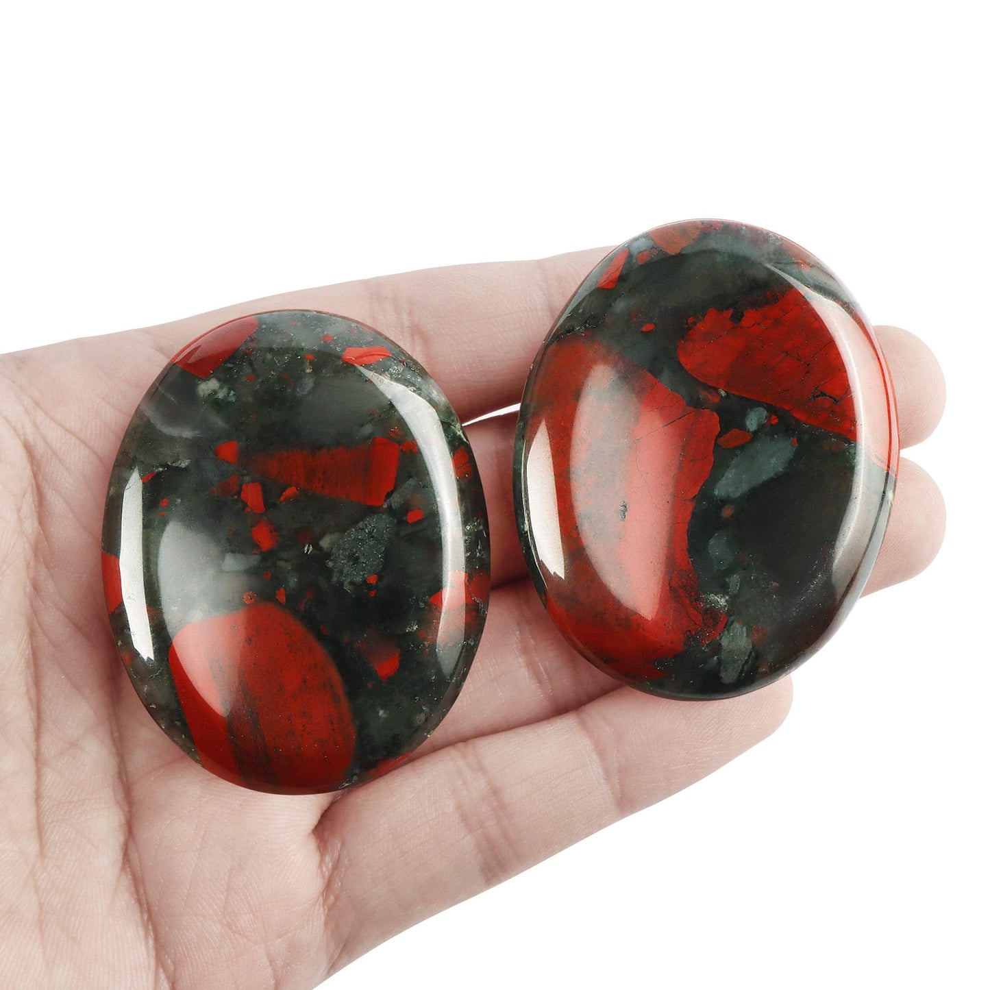 Artistone Crystal Chakra Worry Stone Africa Blood Stone Oval Shaped Crystal Healing Pocket Meditation Thumb Stone Reiki Gifts for Women Kids