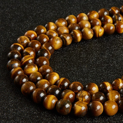 60pcs 6mm Yellow Tiger Eye Beads Natural Gemstone Beads Round Loose Beads for Jewelry Making