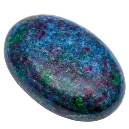 Amazing Gemstone Ruby in Kyanite Palm Stone - Massage Worry Stone for Natural Body Chakra Balancing, Reiki Healing and Crystal Grid