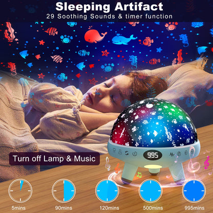 ZKYQSHDHX Night Lights for Kids Room with Sound Machine.Kids White Noise Machine with 29 Soothing Sounds for Baby Sleeping Baby Night Light Ocean Projector.for Bedroom Decoration