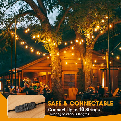 GvvooHome 50FT LED Outdoor String Lights with 16 Shatterproof Waterproof S14 Replaceable Bulbs(1 Spare), 2700K Commercial Grade Patio Lights, Outside Hanging Light for Yard Garden Porch Deck Decor