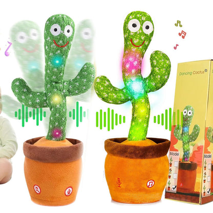 Dancing Talking Cactus Baby Toy, Singing Mimicking Repeating Cactus Toy Repeats What You Say, Tummy Time Toys LED Interactive Toddler Infant for Boys Girls, 15S Record Your Sound 1 Year Old Girl Gifts