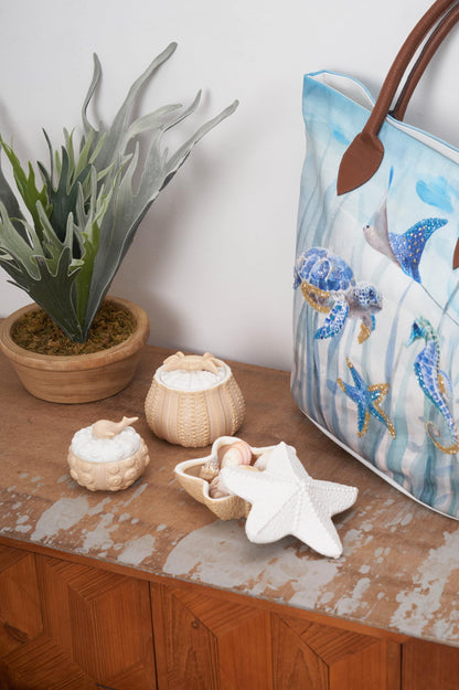 cnfei Porcelain Coastal Style Small Bowl - Food Serving and Decoration - Handmade, Dishwasher Safe, Microwaveable