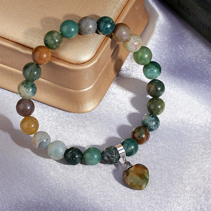 MAIBAOTA Stone Bracelets for Women 8 mm Beaded Bracelets for Women Love Heart Bracelet Jewelry, Crystal Gifts for Christmas Birthday Valentine's Day Anniversary